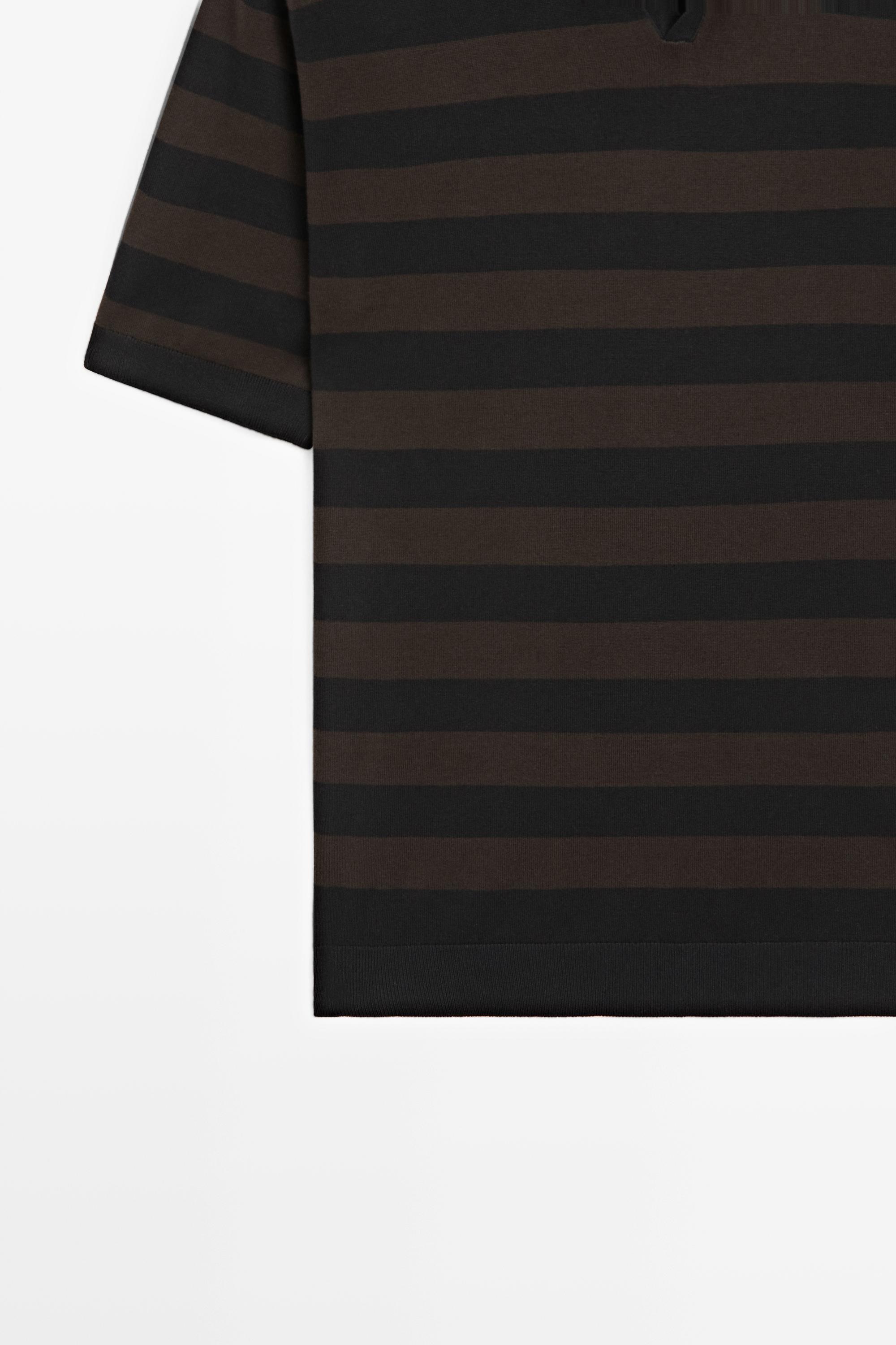 100% cotton striped knit polo shirt